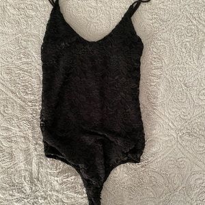 Black lace thong bodysuit